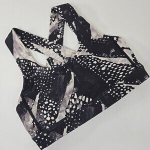 LULULEMON Energy Sports Bra in Static Mist White Black WOMEN'S SIZE 4 CROSSBACK.